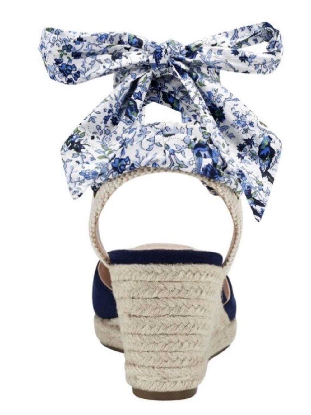 Bandolino Nettie Navy Padded Wedge Espadrille with Floral Ankle Tie - Picture 3 of 8